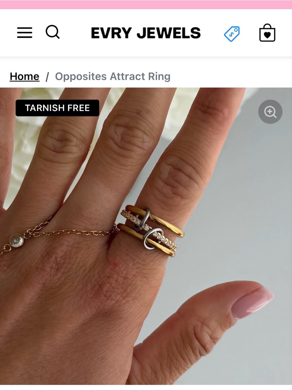 EVRY JEWELS Two-Tone Gold and Silver Stackable Ring